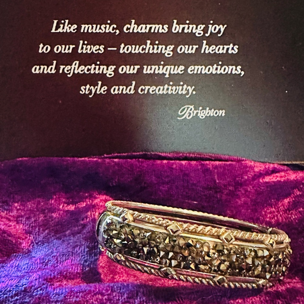 Retired Brighton Beautiful Crystal Rocks encrusted, Magnetic Hinged  Bangle IGUC